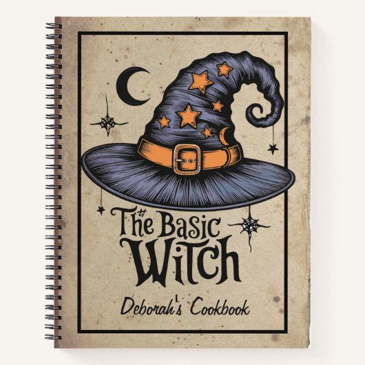 カスタムブラックフ不気味ライトスクリプトハロウィーンウィッチ ノートブック (正面)