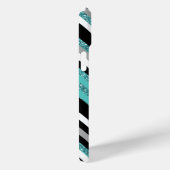 カスタムブラックブルーターコイズ銀ジグザグパターン Case-Mate iPhoneケース (裏面 / 右)