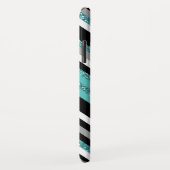 カスタムブラックブルーターコイズ銀ジグザグパターン Case-Mate iPhoneケース (裏面/右)