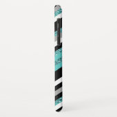 カスタムブラックブルーターコイズ銀ジグザグパターン Case-Mate iPhoneケース (裏面/左)