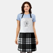 カスタムブラックプレイドキッチンウィスク&スタンドミキサー エプロン (着用した状態)