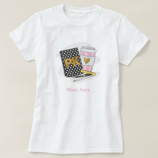 カスタムブラックプレK先生学校 Tシャツ (デザイン正面)