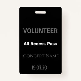 カスタムブラックボランティアオールアクセスパスコンサート バッジ