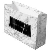 カスタムブラックメタリックミニマル大理石グレーストーン ラージペーパーバッグ (正面アングル)