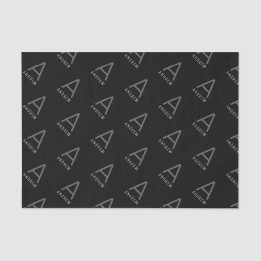 カスタムブラックモダンモノグラム 薄葉紙 (正面)