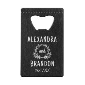 カスタムブラックレザープリント結婚ズボトルオープナー クレジットカード栓抜き (裏面)