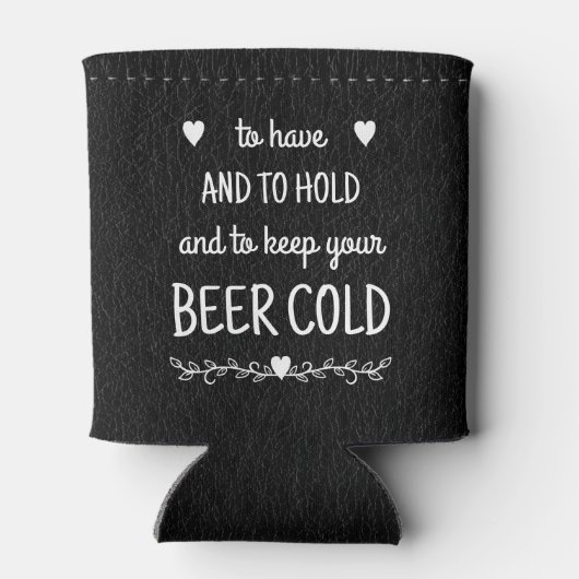 カスタムブラックレザープリント結婚式の引き出物 缶クーラー (裏面)