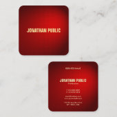 カスタムブラックレッドダマスクテンプレートエレガントシルク スクエア名刺 (正面/裏面)