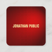 カスタムブラックレッドダマスクテンプレートエレガントシルク スクエア名刺 (正面)