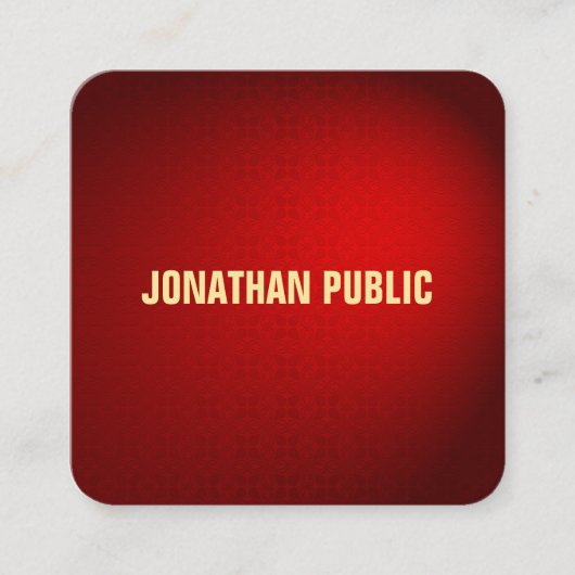 カスタムブラックレッドダマスクテンプレートエレガントシルク スクエア名刺 (正面)