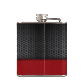 カスタムブラックレッドフェイクレザーモノグラムのイニシャル フラスク (裏面)