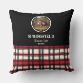 カスタムブラックレッドプレイドファームハウススタイル クッション (裏面)