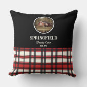 カスタムブラックレッドプレイドファームハウススタイル クッション (正面)