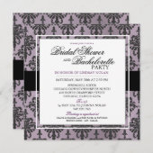 カスタムブラックレースバチェロレッテ/ブライダルシャワーV2 招待状 (正面/裏面)