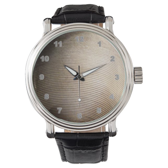 カスタムブラックヴィンテージレザーメンズウォッチ 腕時計 (正面)