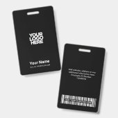 カスタムブラック会社ロゴ名タイトルバーコード バッジ (表裏)