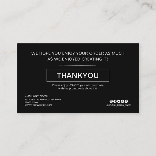 カスタムブラック割引サンキュービジネスロゴ 割引カード (正面)