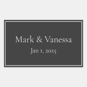 カスタムブラック名&日付ステッカー 長方形シール
