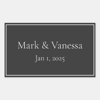 カスタムブラック名&日付ステッカー 長方形シール