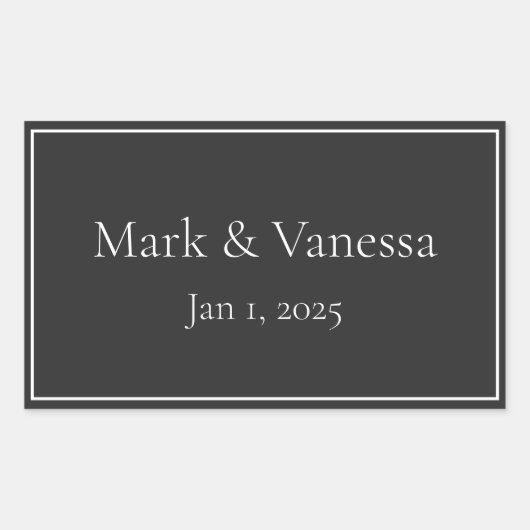 カスタムブラック名&日付ステッカー 長方形シール (正面)