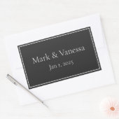 カスタムブラック名&日付ステッカー 長方形シール (封筒)