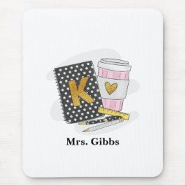 カスタムブラック幼稚園先生 マウスパッド