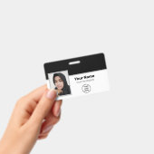 カスタムブラック従業員：写真、バーコード、ロゴ、名前 バッジ (手持ち)