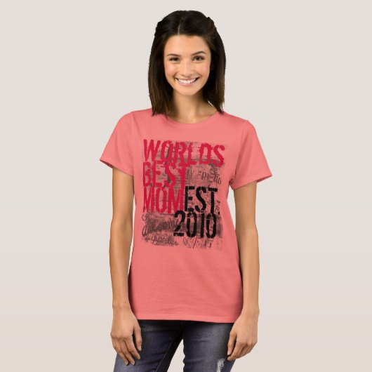 カスタムブラック熱いピンクの世界最高のお母さんTシャツ Tシャツ (正面フル)