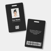 カスタムブラック社員の写真、バーコード、ロゴ、名前 バッジ (表裏)