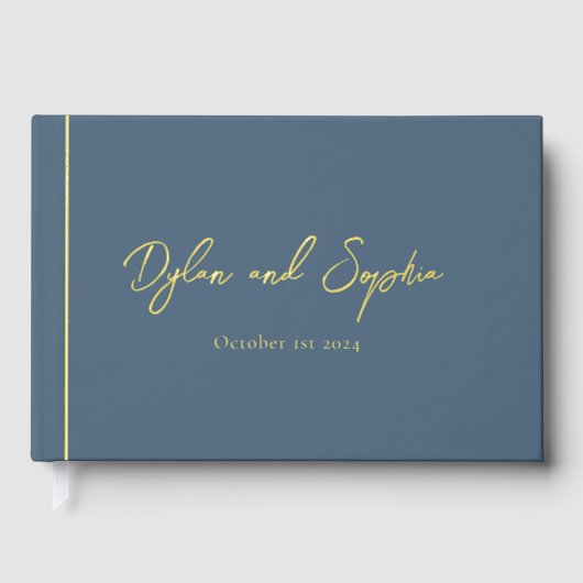 カスタムブラック結婚ズラグジュアリーフォイルレタリング ゲストブック (正面)