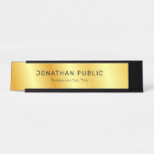 カスタムブラック金ゴールドモダンエレガントラグラマー デスクネームプレート (正面)