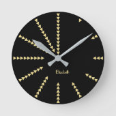 カスタムブラック金ゴールドモダンデコーエレガントホームオフィス ラウンド壁時計 (正面)