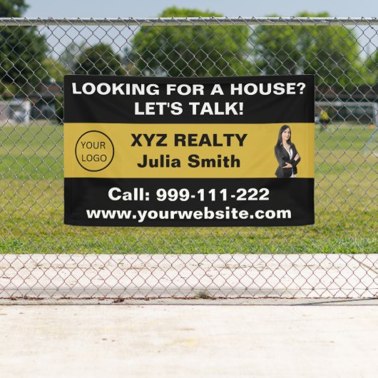 カスタムブラック金ゴールド実在エステートロゴのプロモーション 横断幕 (インサイチュ)