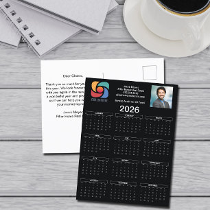 カスタムブラック2026会社カレンダー事業ロゴ ポストカード