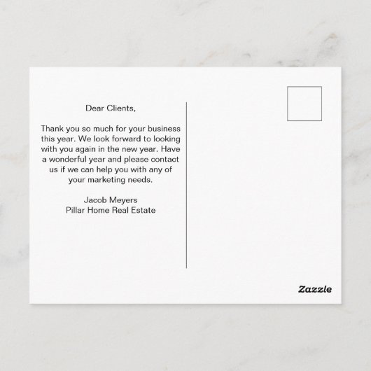 カスタムブラック2026会社カレンダー事業ロゴ ポストカード (裏面)