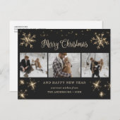 カスタムブラック3フォトメリークリスマスはがき シーズンポストカード (正面/裏面)