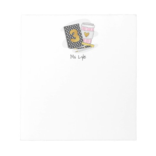 カスタムブラック3年生先生評価 ノートパッド (正面)