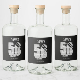 カスタムブラック50th Any Age Birthday Party リキュールボトルラベル