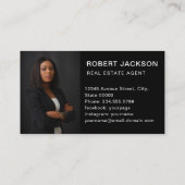 カスタムブラック+ゴールデン鍵不動産仲介業者ラグジュアリーフォト 名刺 (裏面)