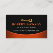 カスタムブラック+ゴールデン鍵不動産仲介業者ラグジュアリーフォト 名刺 (正面)