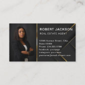 カスタムブラック+ゴールデン鍵不動産仲介業者ラグジュアリーモダン 名刺 (裏面)