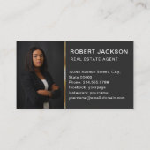 カスタムブラック+ゴールデン鍵不動産仲介業者ラグジュアリーモダン 名刺 (裏面)
