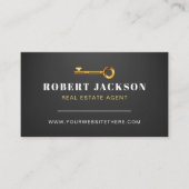カスタムブラック+ゴールデン鍵不動産仲介業者ラグジュアリーモダン 名刺 (正面)