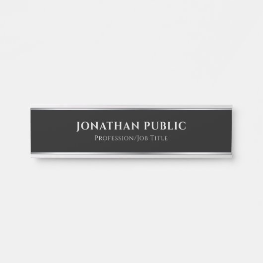 カスタムブラック&シルバープロフェッショナルモダンテンプレート サインプレート (正面)