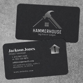 カスタムブラック+シルバーホーム建物建築 名刺