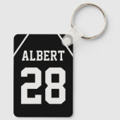 カスタムブラック&ホワイトのバスケットボールコートとジャージー キーホルダー (裏面)