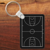 カスタムブラック&ホワイトのバスケットボールコートとジャージー キーホルダー (正面)