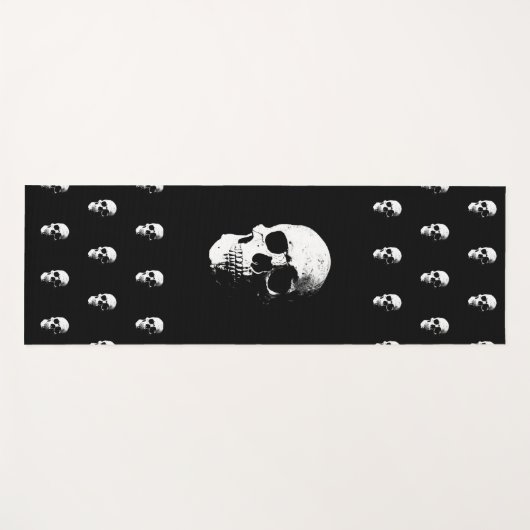 カスタムブラック&ホワイトスカルテンプレートフィットネス ヨガマット (正面(横))