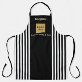 カスタムブラック&ホワイトストライプ エプロン (正面)