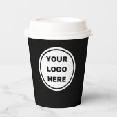 カスタムブラック&ホワイトビジネスコーヒーショップのロゴ 紙コップ (正面)